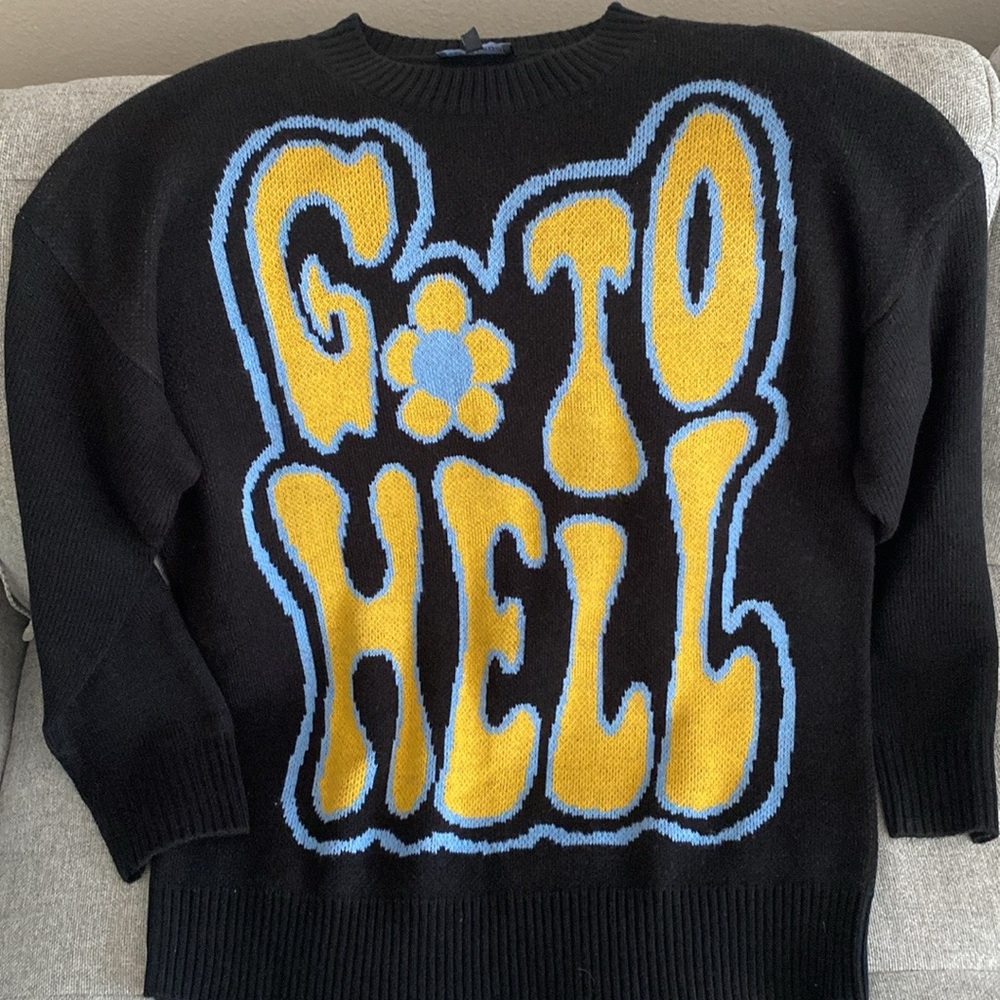 NWOT Current Mood Go To Hell sweater